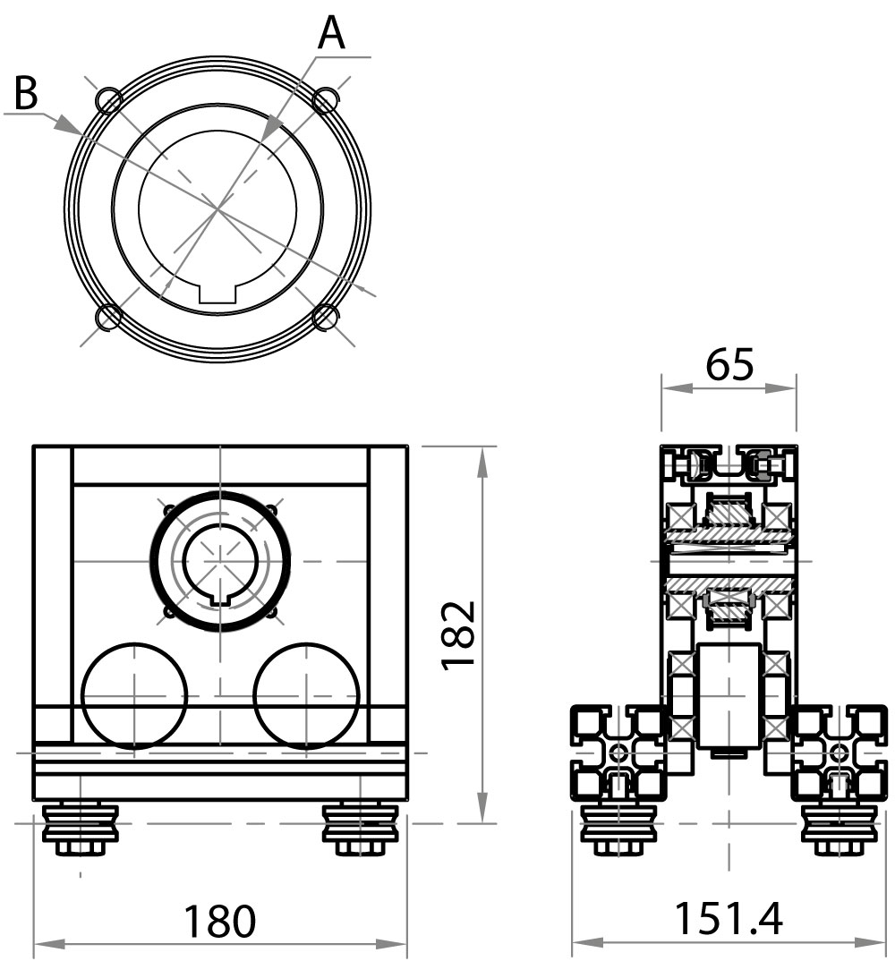 M08245-25 - Antriebseinheit für M08216 und M08225 / Lineareinheiten mit Zwischensteuerung / Lineare Laufsysteme / Produkte / Alutec | Profili in alluminio, sistemi di trasporto e automazione industriale - Alutec M08245-25 - Antriebseinheit für M08216 und M08225 / Lineareinheiten mit Zwischensteuerung / Lineare Laufsysteme / Produkte / Alutec | Profili in alluminio, sistemi di trasporto e automazione industriale - Alutec