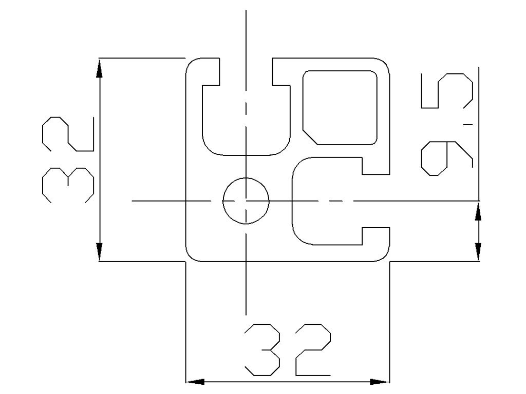 103232 - 32x32 / Cava 8 Standard / Cava / Profili in Alluminio / Prodotti / Alutec | Profili in alluminio, sistemi di trasporto e automazione industriale - Alutec Group 103232 - 32x32 / Cava 8 Standard / Cava / Profili in Alluminio / Prodotti / Alutec | Profili in alluminio, sistemi di trasporto e automazione industriale - Alutec Group