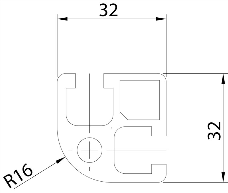 153214 - 32x32 Arrotondato / Cava 8 Standard / Cava / Profili in Alluminio / Prodotti / Alutec | Profili in alluminio, sistemi di trasporto e automazione industriale - Alutec Group 153214 - 32x32 Arrotondato / Cava 8 Standard / Cava / Profili in Alluminio / Prodotti / Alutec | Profili in alluminio, sistemi di trasporto e automazione industriale - Alutec Group