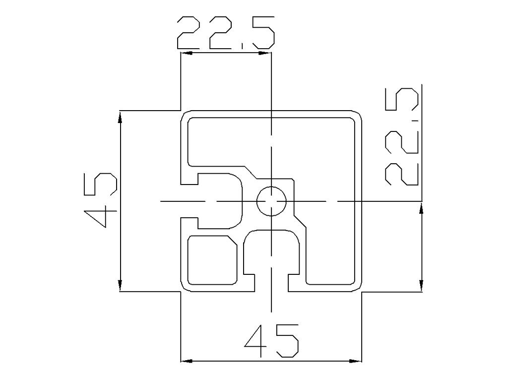 124545 - 45x45 Semi-closed / 8mm Groove / Groove / Aluminium profiles / Products / Alutec | Profili in alluminio, sistemi di trasporto e automazione industriale - Alutec Group 124545 - 45x45 Semi-closed / 8mm Groove / Groove / Aluminium profiles / Products / Alutec | Profili in alluminio, sistemi di trasporto e automazione industriale - Alutec Group