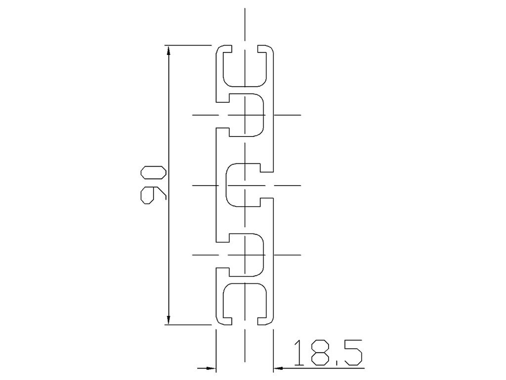 101890 - 18,5x90 / 8mm Groove / Groove / Aluminium profiles / Products / Alutec | Profili in alluminio, sistemi di trasporto e automazione industriale - Alutec Group 101890 - 18,5x90 / 8mm Groove / Groove / Aluminium profiles / Products / Alutec | Profili in alluminio, sistemi di trasporto e automazione industriale - Alutec Group