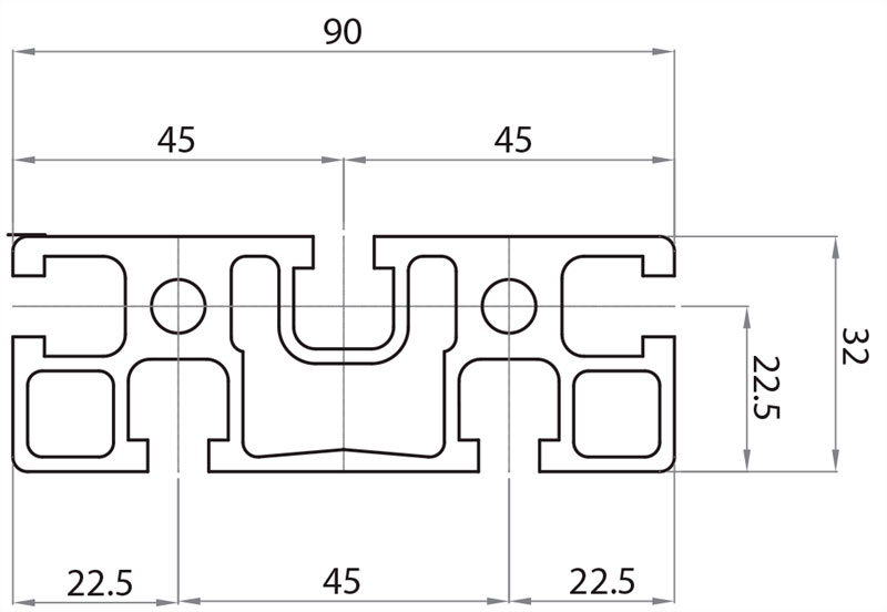 103290 - 32x90 / 8mm Groove / Groove / Aluminium profiles / Products / Alutec | Profili in alluminio, sistemi di trasporto e automazione industriale - Alutec Group 103290 - 32x90 / 8mm Groove / Groove / Aluminium profiles / Products / Alutec | Profili in alluminio, sistemi di trasporto e automazione industriale - Alutec Group