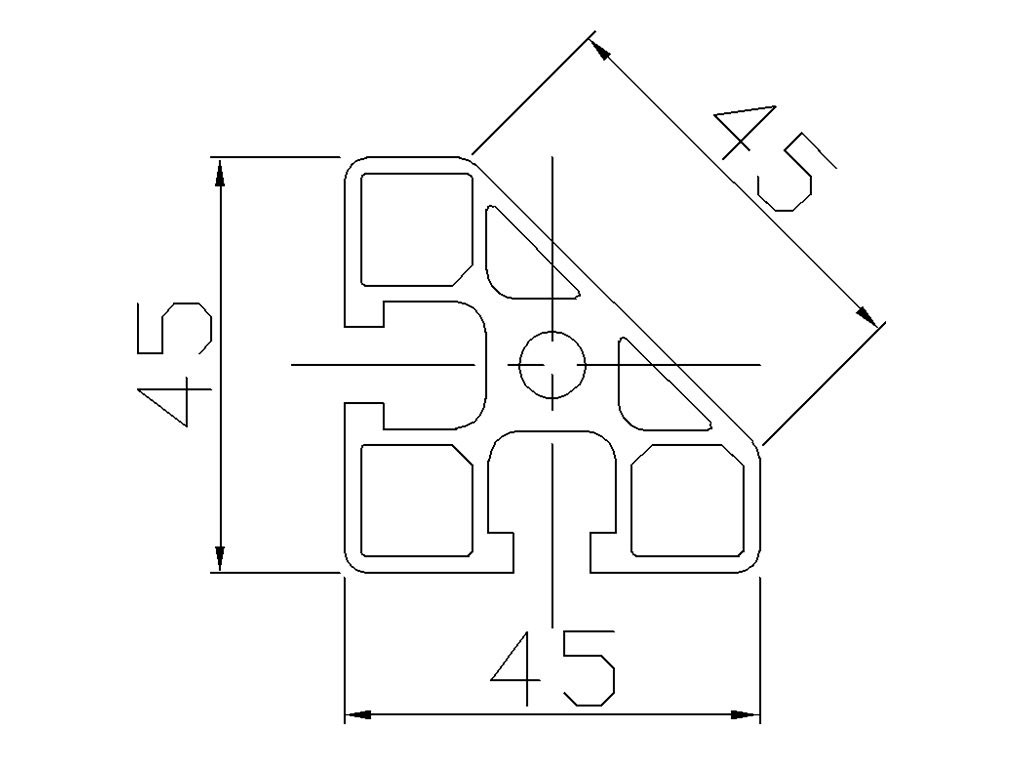 104503L - 45x45 Light angular / 8mm Groove / Groove / Aluminium profiles / Products / Alutec | Profili in alluminio, sistemi di trasporto e automazione industriale - Alutec Group 104503L - 45x45 Light angular / 8mm Groove / Groove / Aluminium profiles / Products / Alutec | Profili in alluminio, sistemi di trasporto e automazione industriale - Alutec Group