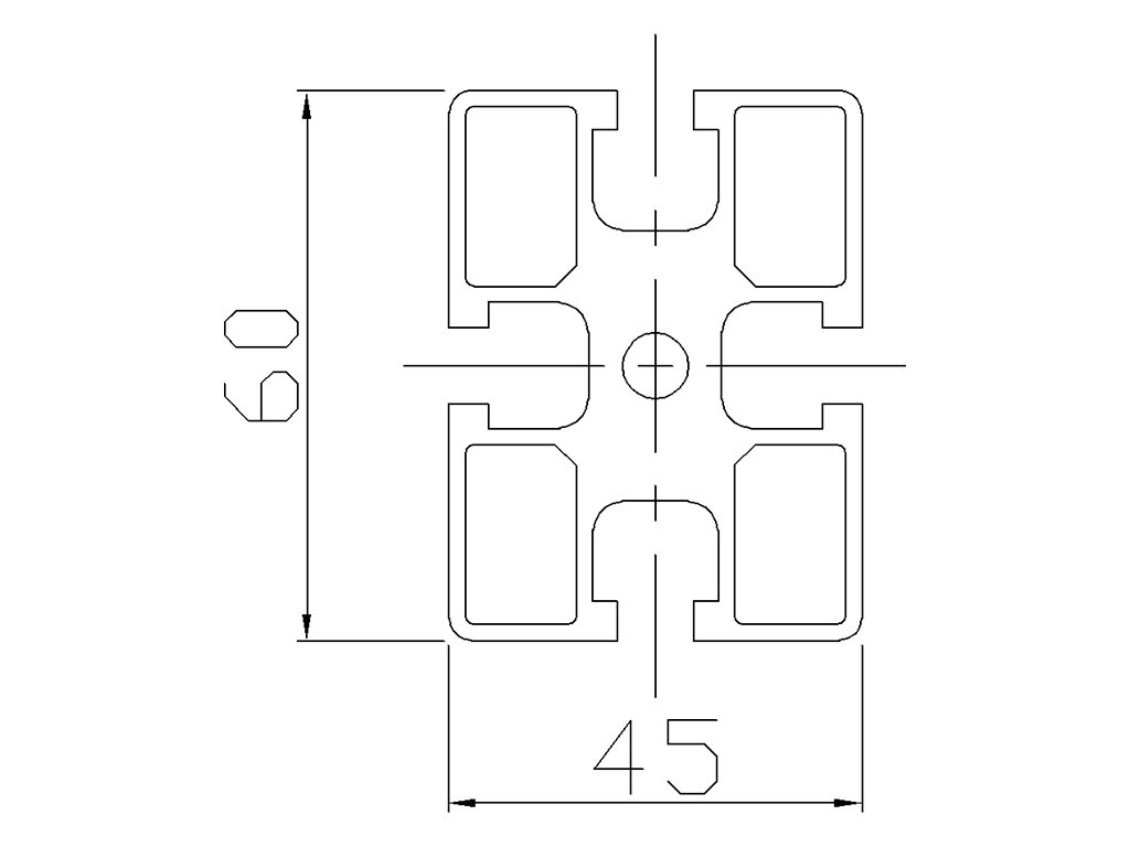 104560 - 45x60 / Cava 8 Standard / Cava / Profili in Alluminio / Prodotti / Alutec | Profili in alluminio, sistemi di trasporto e automazione industriale - Alutec Group 104560 - 45x60 / Cava 8 Standard / Cava / Profili in Alluminio / Prodotti / Alutec | Profili in alluminio, sistemi di trasporto e automazione industriale - Alutec Group