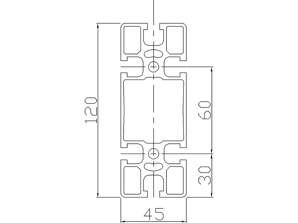 104513 - 45x120 / 8mm Hohl / Hohl / Aluminiumprofile / Produkte / Alutec | Profili in alluminio, sistemi di trasporto e automazione industriale - Alutec Group 104513 - 45x120 / 8mm Hohl / Hohl / Aluminiumprofile / Produkte / Alutec | Profili in alluminio, sistemi di trasporto e automazione industriale - Alutec Group