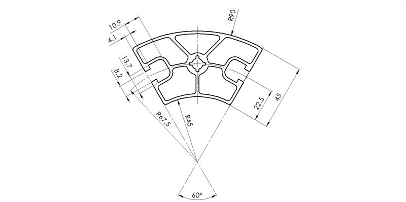 154560 - 45x60 Rounded 60° / 8mm Groove / Groove / Aluminium profiles / Products / Alutec | Profili in alluminio, sistemi di trasporto e automazione industriale - Alutec Group 154560 - 45x60 Rounded 60° / 8mm Groove / Groove / Aluminium profiles / Products / Alutec | Profili in alluminio, sistemi di trasporto e automazione industriale - Alutec Group