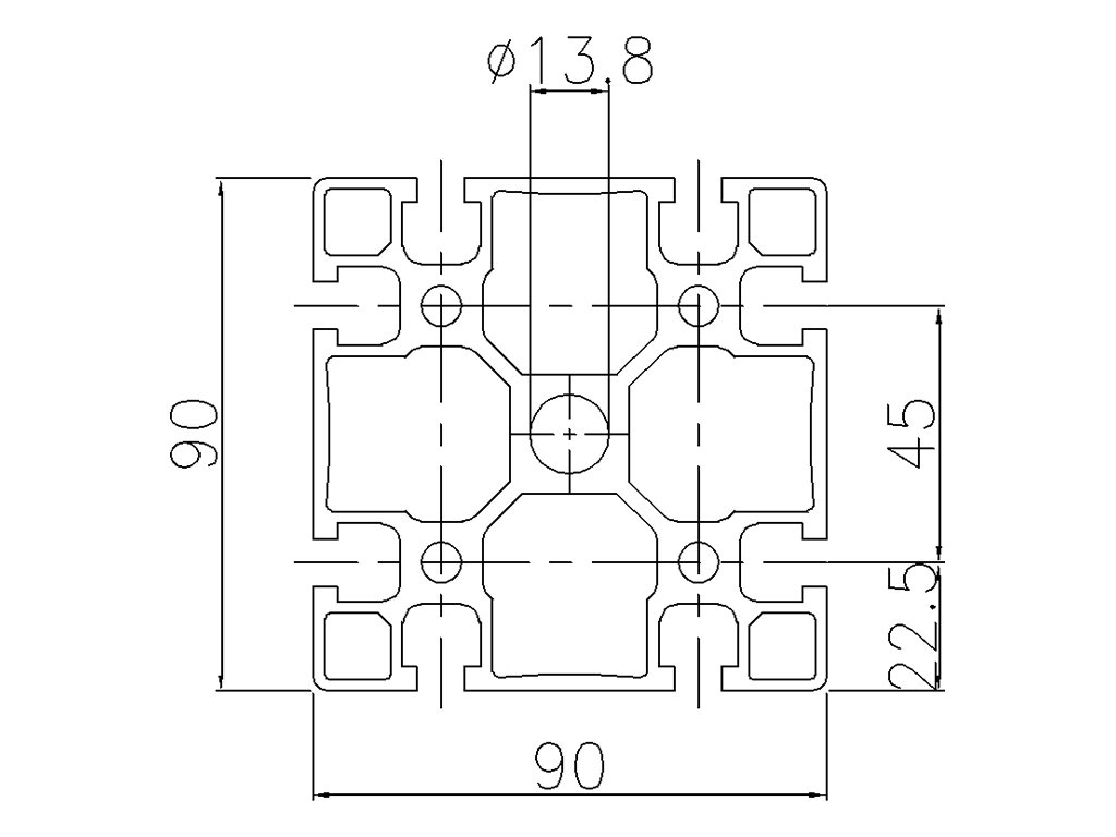 109090 - 90x90 / Cava 8 Standard / Cava / Profili in Alluminio / Prodotti / Alutec | Profili in alluminio, sistemi di trasporto e automazione industriale - Alutec Group 109090 - 90x90 / Cava 8 Standard / Cava / Profili in Alluminio / Prodotti / Alutec | Profili in alluminio, sistemi di trasporto e automazione industriale - Alutec Group