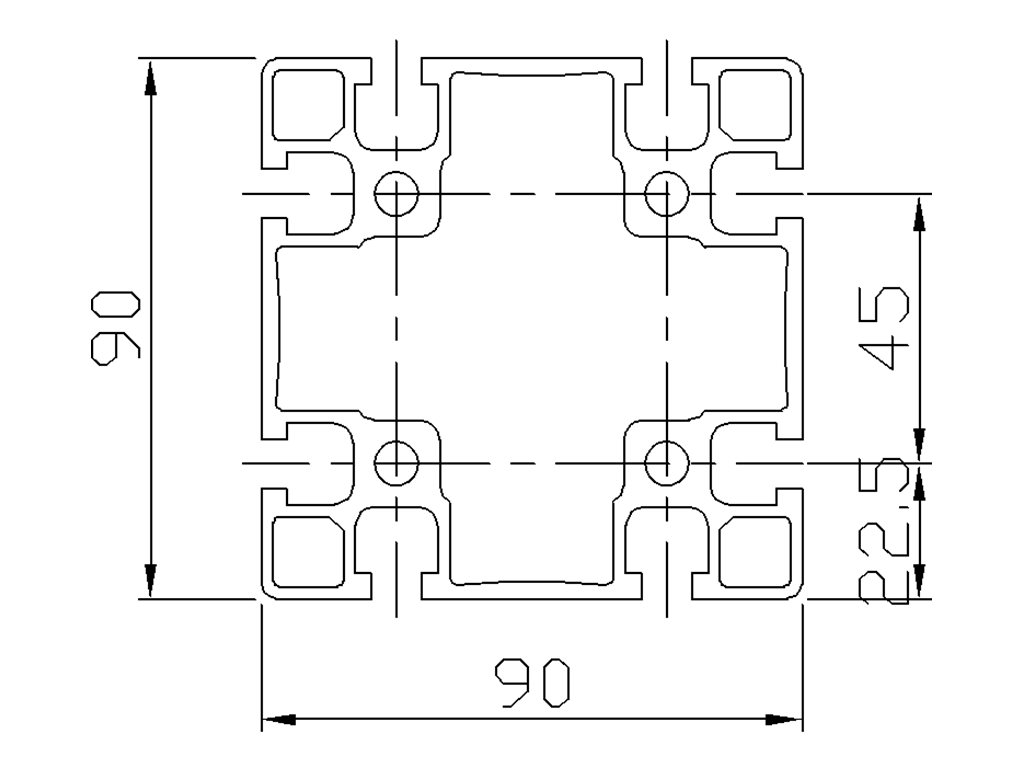 109091 - 90x90 Leggero / Cava 8 Standard / Cava / Profili in Alluminio / Prodotti / Alutec | Profili in alluminio, sistemi di trasporto e automazione industriale - Alutec Group 109091 - 90x90 Leggero / Cava 8 Standard / Cava / Profili in Alluminio / Prodotti / Alutec | Profili in alluminio, sistemi di trasporto e automazione industriale - Alutec Group