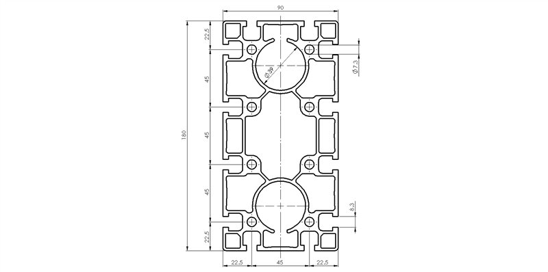109094 - 90x180 / Cava 8 Standard / Cava / Profili in Alluminio / Prodotti / Alutec | Profili in alluminio, sistemi di trasporto e automazione industriale - Alutec Group 109094 - 90x180 / Cava 8 Standard / Cava / Profili in Alluminio / Prodotti / Alutec | Profili in alluminio, sistemi di trasporto e automazione industriale - Alutec Group
