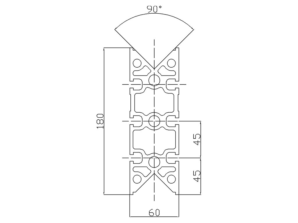 180600 - 60x180 / Cava 8 Standard / Cava / Profili in Alluminio / Prodotti / Alutec | Profili in alluminio, sistemi di trasporto e automazione industriale - Alutec Group 180600 - 60x180 / Cava 8 Standard / Cava / Profili in Alluminio / Prodotti / Alutec | Profili in alluminio, sistemi di trasporto e automazione industriale - Alutec Group