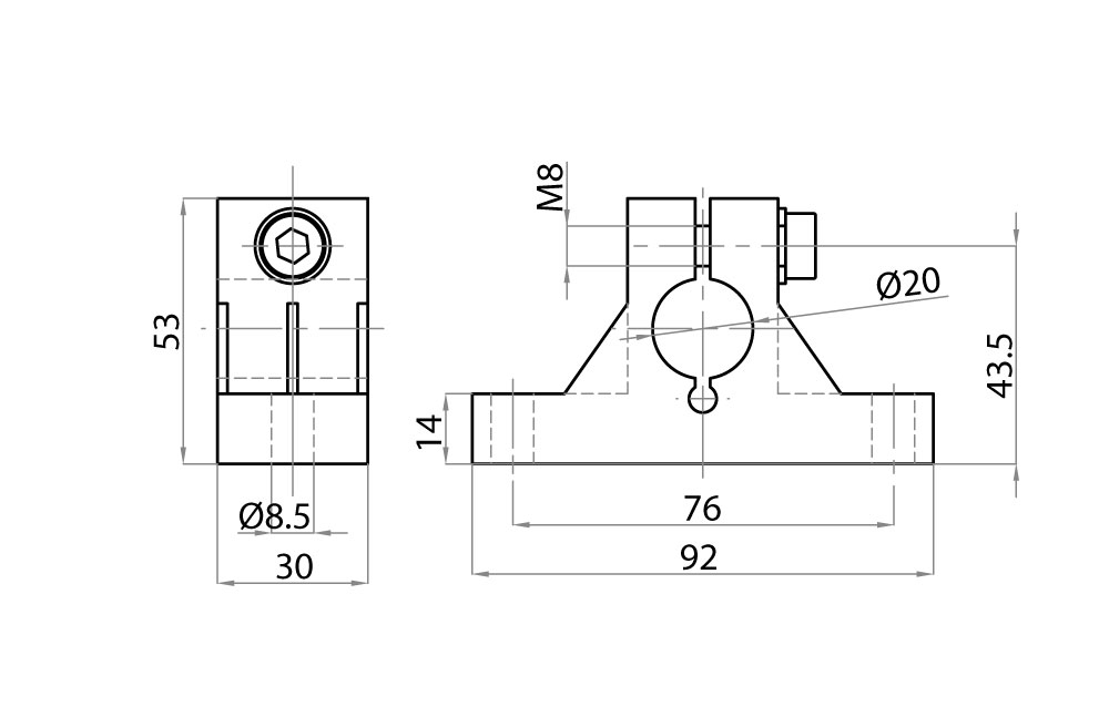 729220 - Supporto asta orizzontale Ø20 (Completo di viti) / Klemmelemente aus Aluminium / Halterungen und Führungen / Produkte / Alutec | Profili in alluminio, sistemi di trasporto e automazione industriale - Alutec Group 729220 - Supporto asta orizzontale Ø20 (Completo di viti) / Klemmelemente aus Aluminium / Halterungen und Führungen / Produkte / Alutec | Profili in alluminio, sistemi di trasporto e automazione industriale - Alutec Group