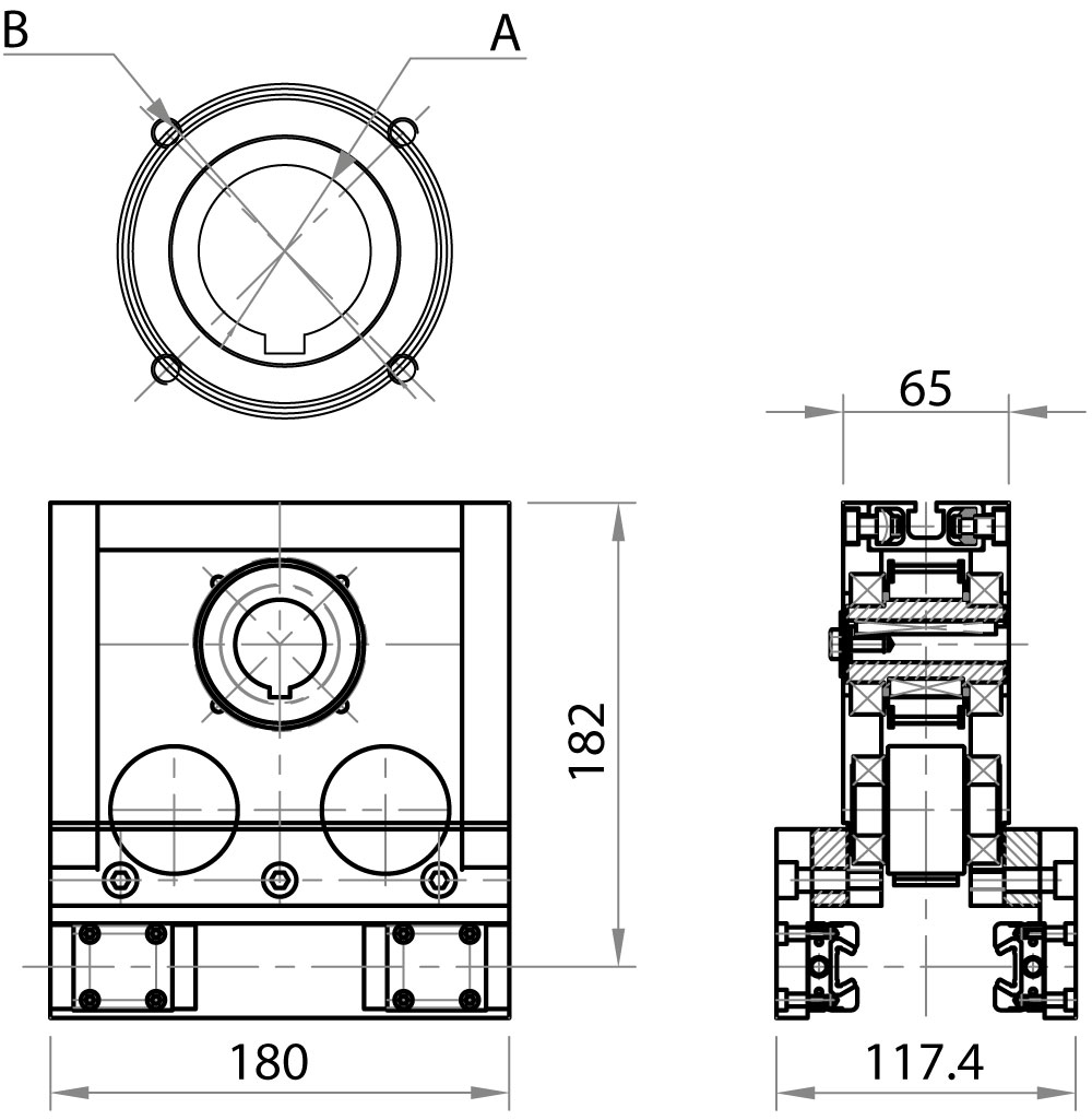 M08245P-16 - Testata di traino con pattini per M08216P e M08225P / Unità lineari a comando intermedio / Sistemi lineari di scorrimento / Prodotti / Alutec | Profili in alluminio, sistemi di trasporto e automazione industriale - Alutec M08245P-16 - Testata di traino con pattini per M08216P e M08225P / Unità lineari a comando intermedio / Sistemi lineari di scorrimento / Prodotti / Alutec | Profili in alluminio, sistemi di trasporto e automazione industriale - Alutec