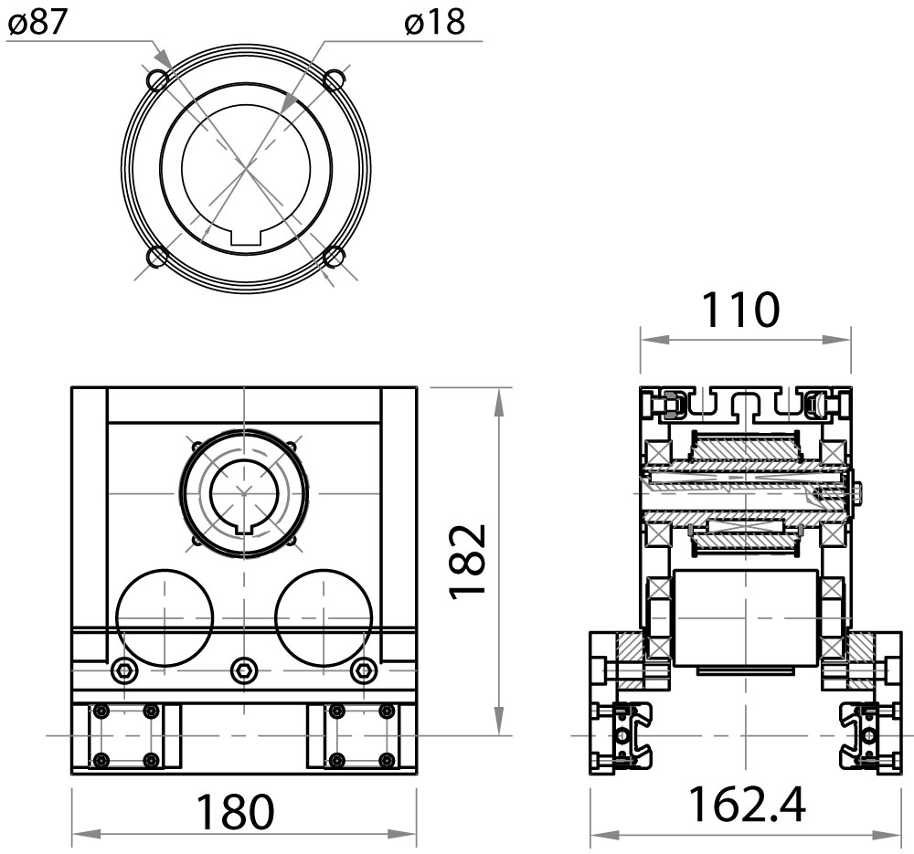 M08290P - Testata di traino con pattini per M08250P / Unità lineari a comando intermedio / Sistemi lineari di scorrimento / Prodotti / Alutec | Profili in alluminio, sistemi di trasporto e automazione industriale - Alutec M08290P - Testata di traino con pattini per M08250P / Unità lineari a comando intermedio / Sistemi lineari di scorrimento / Prodotti / Alutec | Profili in alluminio, sistemi di trasporto e automazione industriale - Alutec
