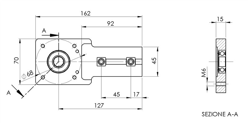 904502-M - On axis motor mounting flange for MVF30F-NMRV030 fastening / Motorized conveyor with rollers Ø50 / Conveyor belts / Products / Alutec | Profili in alluminio, sistemi di trasporto e automazione industriale - Alutec Group 904502-M - On axis motor mounting flange for MVF30F-NMRV030 fastening / Motorized conveyor with rollers Ø50 / Conveyor belts / Products / Alutec | Profili in alluminio, sistemi di trasporto e automazione industriale - Alutec Group