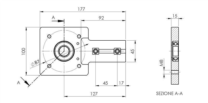904502-44 - On axis motor mounting flange for MVF44F-NMRV040 fastening / Motorized conveyor with rollers Ø50 / Conveyor belts / Products / Alutec | Profili in alluminio, sistemi di trasporto e automazione industriale - Alutec Group 904502-44 - On axis motor mounting flange for MVF44F-NMRV040 fastening / Motorized conveyor with rollers Ø50 / Conveyor belts / Products / Alutec | Profili in alluminio, sistemi di trasporto e automazione industriale - Alutec Group