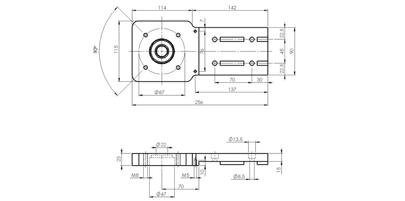 909002-44 - Flangia porta motore in asse per MVF44F / Trasporto motorizzato con rulli Ø95 / Nastri di trasporto / Prodotti / Alutec | Profili in alluminio, sistemi di trasporto e automazione industriale - Alutec Group 909002-44 - Flangia porta motore in asse per MVF44F / Trasporto motorizzato con rulli Ø95 / Nastri di trasporto / Prodotti / Alutec | Profili in alluminio, sistemi di trasporto e automazione industriale - Alutec Group