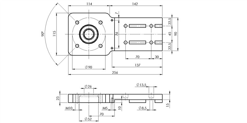 909002-49 - On axis motor mounting flange for MVF49F / Motorized conveyor with rollers Ø95 / Conveyor belts / Products / Alutec | Profili in alluminio, sistemi di trasporto e automazione industriale - Alutec Group 909002-49 - On axis motor mounting flange for MVF49F / Motorized conveyor with rollers Ø95 / Conveyor belts / Products / Alutec | Profili in alluminio, sistemi di trasporto e automazione industriale - Alutec Group