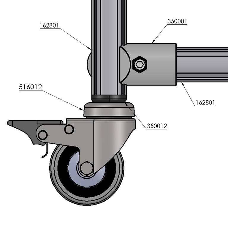 516012 - Lenkrolle Ø60 mm mit Bremse mit Schraube M12 / Schlusselemente / Rohrsysteme / Produkte / Alutec | Profili in alluminio, sistemi di trasporto e automazione industriale - Alutec Group 516012 - Lenkrolle Ø60 mm mit Bremse mit Schraube M12 / Schlusselemente / Rohrsysteme / Produkte / Alutec | Profili in alluminio, sistemi di trasporto e automazione industriale - Alutec Group