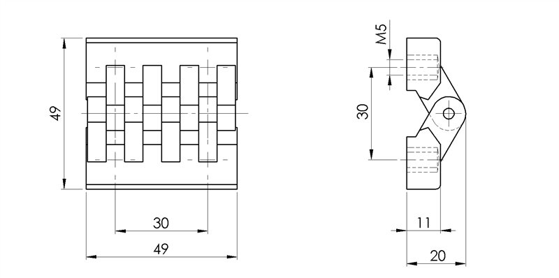 S61818 - Polyamide hinge 18,5x32 32x32 with inserts / Sealing accessories / Stainless steel structures / Products / Alutec | Profili in alluminio, sistemi di trasporto e automazione industriale - Alutec Group S61818 - Polyamide hinge 18,5x32 32x32 with inserts / Sealing accessories / Stainless steel structures / Products / Alutec | Profili in alluminio, sistemi di trasporto e automazione industriale - Alutec Group
