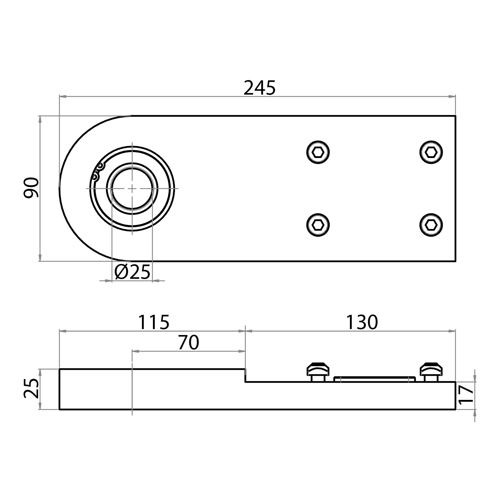 90900125 - ø95 mm rollenhalter schaft ø25 / Motorisierter Förderer mit Rollen Ø95 / Förderbänder / Produkte / Alutec | Profili in alluminio, sistemi di trasporto e automazione industriale - Alutec Group 90900125 - ø95 mm rollenhalter schaft ø25 / Motorisierter Förderer mit Rollen Ø95 / Förderbänder / Produkte / Alutec | Profili in alluminio, sistemi di trasporto e automazione industriale - Alutec Group