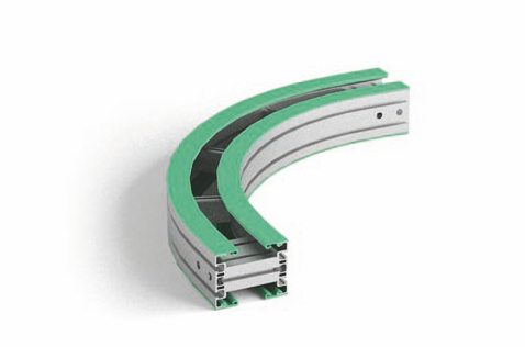 Table-top conveyor belt component AC650127: Return 90° sliding curve average radius 500 mm