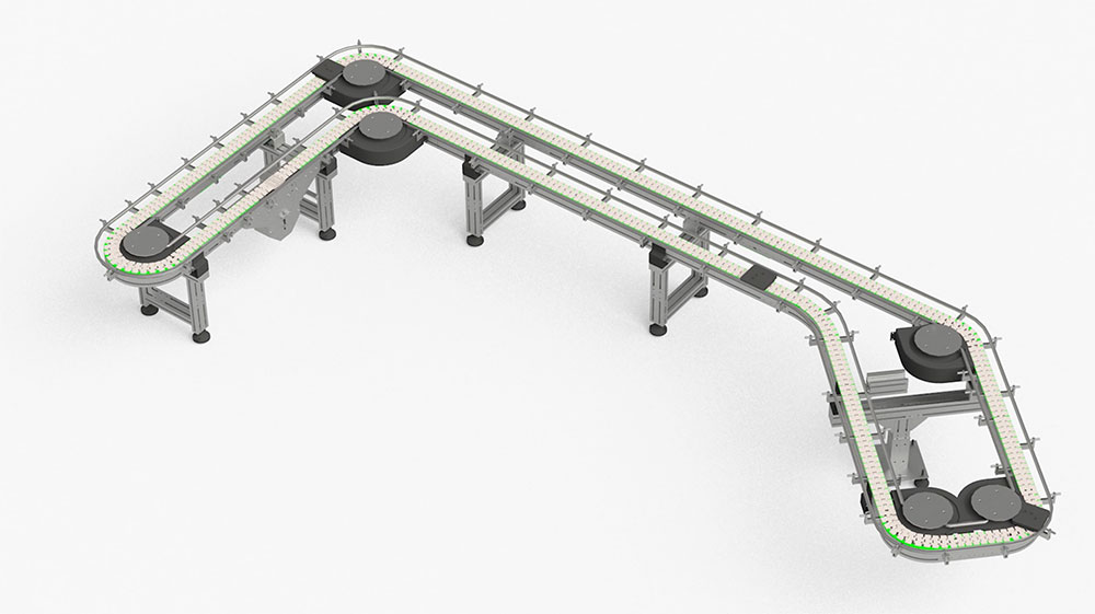 Conveying solutions: Table-top conveyor belt for pallets in the brooms and brushes industry