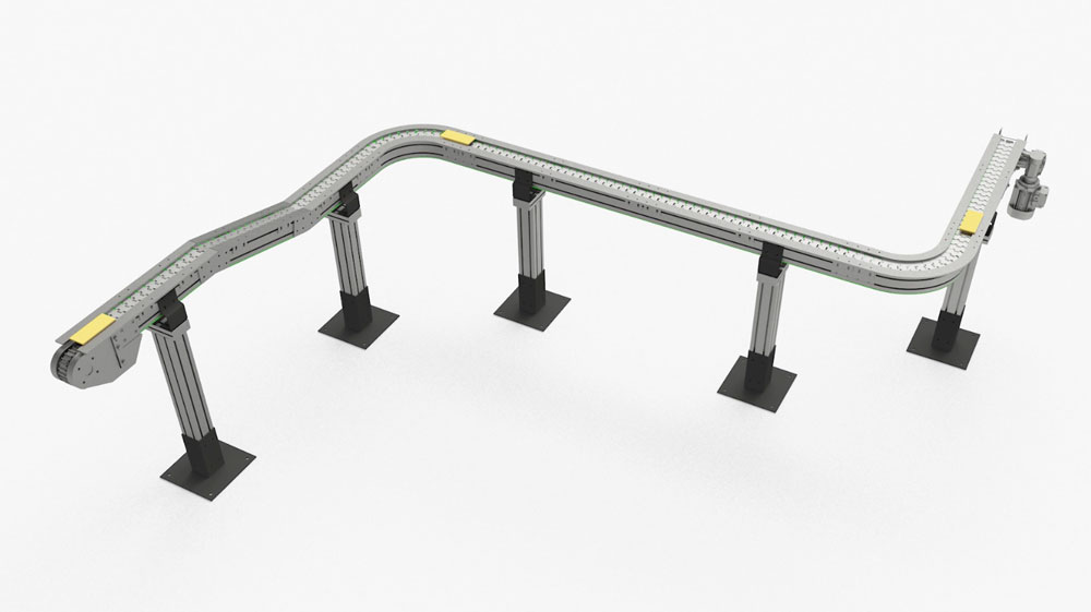 Table-top conveyor belt for brake pads
