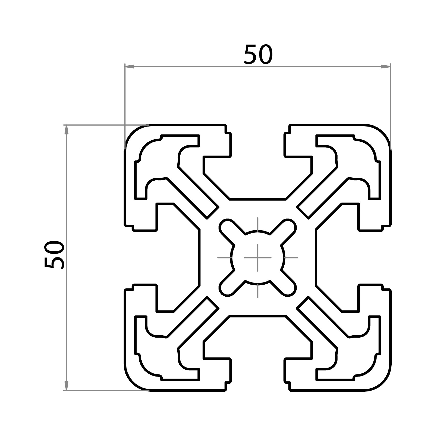 175050 - Profilo 50x50 / Cava 10 Serie 50 / Cava / Profili in Alluminio / Prodotti / Alutec | Profili in alluminio, sistemi di trasporto e automazione industriale - Alutec Group 175050 - Profilo 50x50 / Cava 10 Serie 50 / Cava / Profili in Alluminio / Prodotti / Alutec | Profili in alluminio, sistemi di trasporto e automazione industriale - Alutec Group