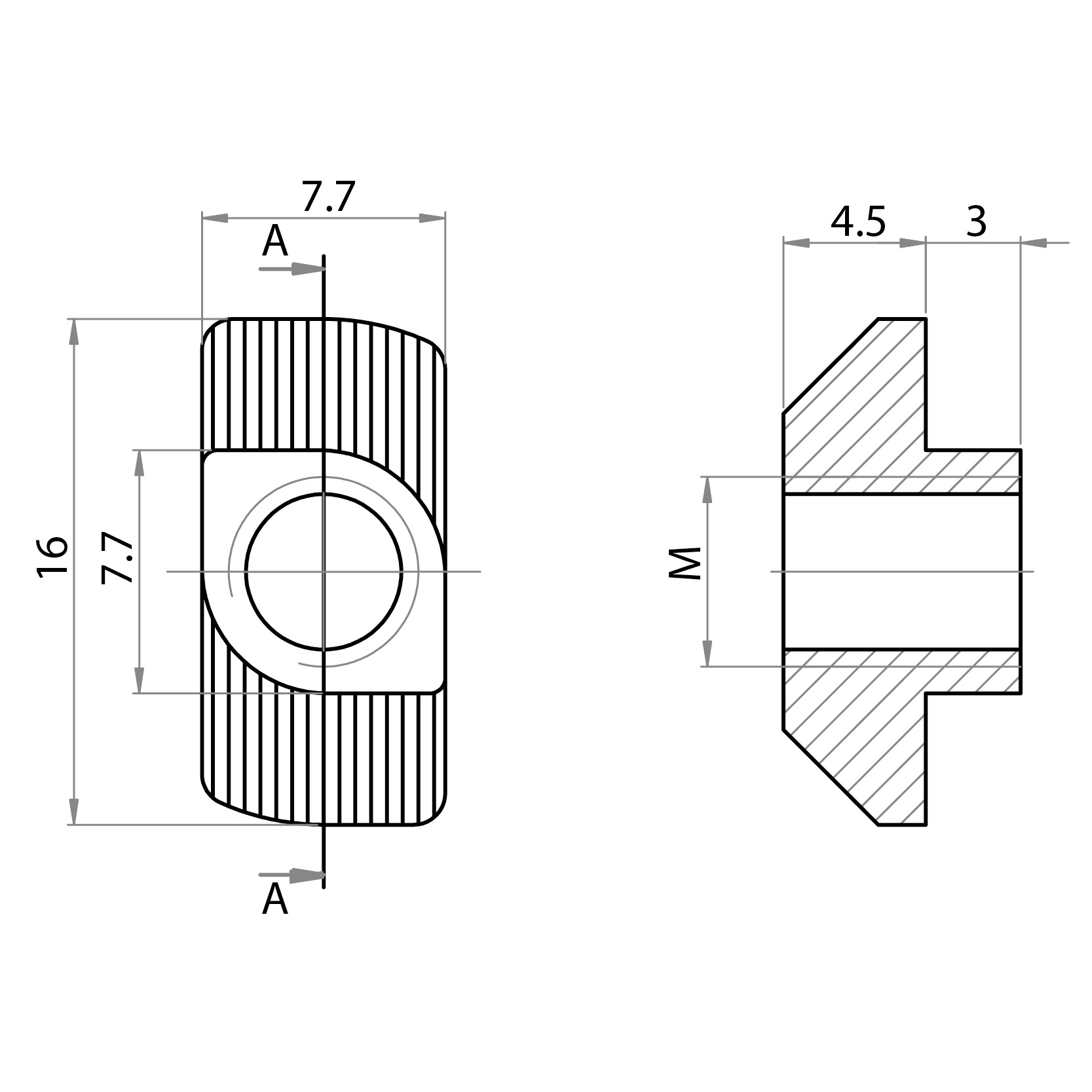 210603 - Hammermuttern M6 für 8 mm Hohl (40) / Schrauben, Muttern, Unterlegscheiben / Befestigungszubehör / Produkte / Alutec | Profili in alluminio, sistemi di trasporto e automazione industriale - Alutec Group 210603 - Hammermuttern M6 für 8 mm Hohl (40) / Schrauben, Muttern, Unterlegscheiben / Befestigungszubehör / Produkte / Alutec | Profili in alluminio, sistemi di trasporto e automazione industriale - Alutec Group
