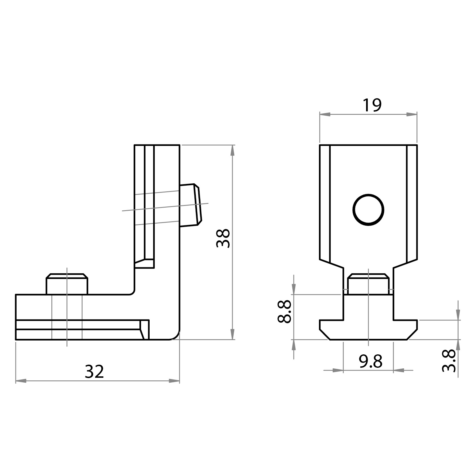 321902 - 90° external connection joint for profile 10mm groove series 45 / Connections: angle brackets, fastening plates, butt joints / Fastening accessories / Products / Alutec | Profili in alluminio, sistemi di trasporto e automazione industriale - Alutec Group 321902 - 90° external connection joint for profile 10mm groove series 45 / Connections: angle brackets, fastening plates, butt joints / Fastening accessories / Products / Alutec | Profili in alluminio, sistemi di trasporto e automazione industriale - Alutec Group