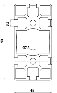 124592 - 45x90 cave a strappo / Cava 8 Standard / Cava / Profili in Alluminio / Prodotti / Alutec | Profili in alluminio, sistemi di trasporto e automazione industriale - Alutec Group 124592 - 45x90 cave a strappo / Cava 8 Standard / Cava / Profili in Alluminio / Prodotti / Alutec | Profili in alluminio, sistemi di trasporto e automazione industriale - Alutec Group