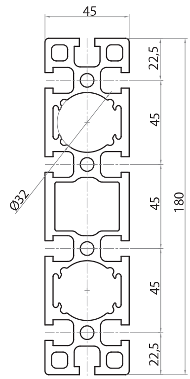 104593P - 45x180 Heavy / 8mm Groove / Groove / Aluminium profiles / Products / Alutec | Profili in alluminio, sistemi di trasporto e automazione industriale - Alutec Group 104593P - 45x180 Heavy / 8mm Groove / Groove / Aluminium profiles / Products / Alutec | Profili in alluminio, sistemi di trasporto e automazione industriale - Alutec Group