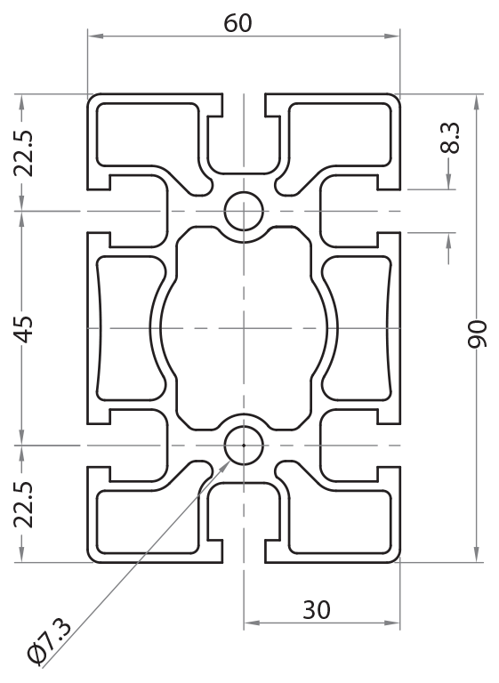106098 - 60x90 / 8mm Groove / Groove / Aluminium profiles / Products / Alutec | Profili in alluminio, sistemi di trasporto e automazione industriale - Alutec Group 106098 - 60x90 / 8mm Groove / Groove / Aluminium profiles / Products / Alutec | Profili in alluminio, sistemi di trasporto e automazione industriale - Alutec Group