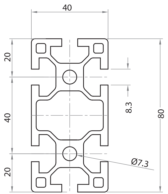 104080 - 40x80 / Groove 8 series 40 / Groove / Aluminium profiles / Products / Alutec | Profili in alluminio, sistemi di trasporto e automazione industriale - Alutec Group 104080 - 40x80 / Groove 8 series 40 / Groove / Aluminium profiles / Products / Alutec | Profili in alluminio, sistemi di trasporto e automazione industriale - Alutec Group