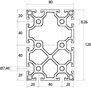108013L - 80x120 / 8mm Hohl Serie 40 / Hohl / Aluminiumprofile / Produkte / Alutec | Profili in alluminio, sistemi di trasporto e automazione industriale - Alutec Group 108013L - 80x120 / 8mm Hohl Serie 40 / Hohl / Aluminiumprofile / Produkte / Alutec | Profili in alluminio, sistemi di trasporto e automazione industriale - Alutec Group