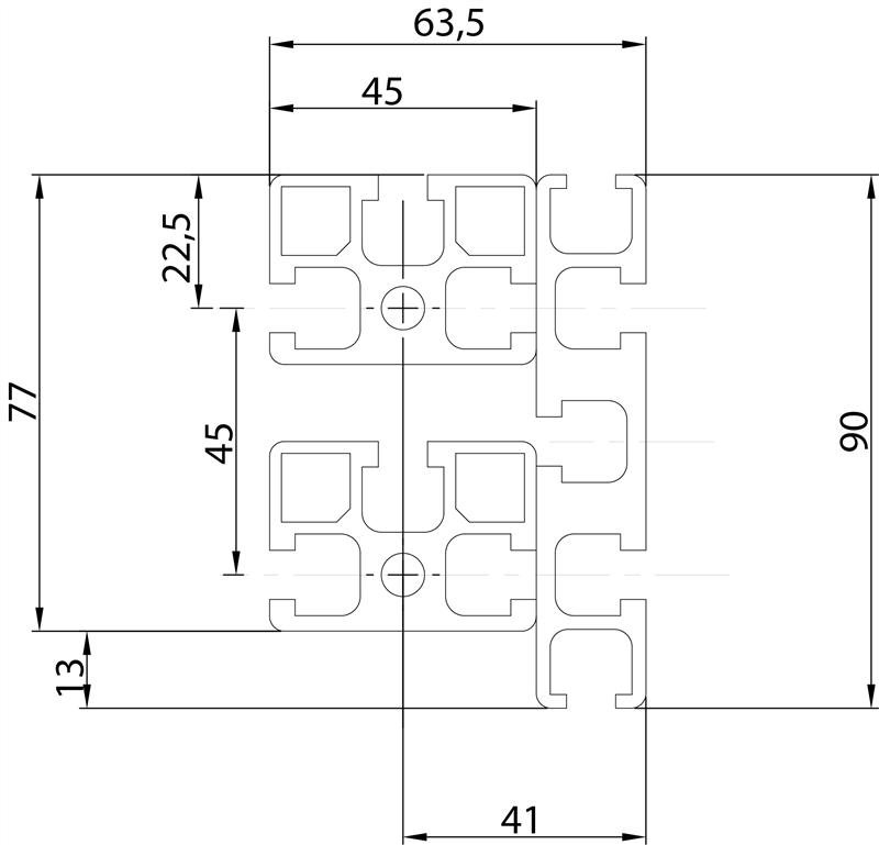 106390DX - Profilo composto DX / Profili per linee di trasporto / Profili in Alluminio / Prodotti / Alutec | Profili in alluminio, sistemi di trasporto e automazione industriale - Alutec Group 106390DX - Profilo composto DX / Profili per linee di trasporto / Profili in Alluminio / Prodotti / Alutec | Profili in alluminio, sistemi di trasporto e automazione industriale - Alutec Group