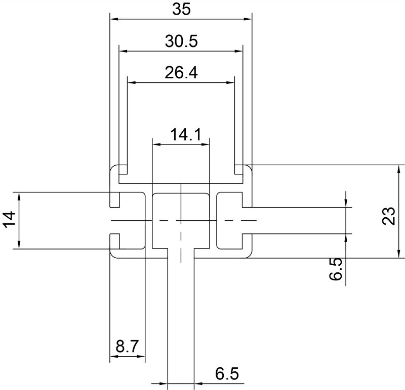 102335 - Hollow belt guide profile 6 mm / Profiles for conveyor lines / Aluminium profiles / Products / Alutec | Profili in alluminio, sistemi di trasporto e automazione industriale - Alutec Group 102335 - Hollow belt guide profile 6 mm / Profiles for conveyor lines / Aluminium profiles / Products / Alutec | Profili in alluminio, sistemi di trasporto e automazione industriale - Alutec Group