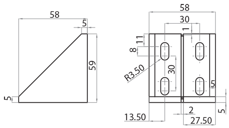 305858 - Angolare di fissaggio 58x58 / Connessioni: angolari, piastrine, giunti / Accessori di fissaggio / Prodotti / Alutec | Profili in alluminio, sistemi di trasporto e automazione industriale - Alutec Group 305858 - Angolare di fissaggio 58x58 / Connessioni: angolari, piastrine, giunti / Accessori di fissaggio / Prodotti / Alutec | Profili in alluminio, sistemi di trasporto e automazione industriale - Alutec Group