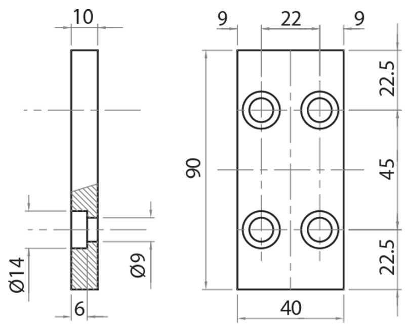300045 - Piastrina collegamento 45x45 + 45x45 / Connessioni: angolari, piastrine, giunti / Accessori di fissaggio / Prodotti / Alutec | Profili in alluminio, sistemi di trasporto e automazione industriale - Alutec Group 300045 - Piastrina collegamento 45x45 + 45x45 / Connessioni: angolari, piastrine, giunti / Accessori di fissaggio / Prodotti / Alutec | Profili in alluminio, sistemi di trasporto e automazione industriale - Alutec Group