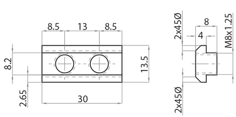 321311 - Giunto di testa lineare L=33 / Connessioni: angolari, piastrine, giunti / Accessori di fissaggio / Prodotti / Alutec | Profili in alluminio, sistemi di trasporto e automazione industriale - Alutec Group 321311 - Giunto di testa lineare L=33 / Connessioni: angolari, piastrine, giunti / Accessori di fissaggio / Prodotti / Alutec | Profili in alluminio, sistemi di trasporto e automazione industriale - Alutec Group