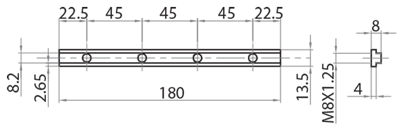 321309 - Linear butt joint L=180 / Connections: angle brackets, fastening plates, butt joints / Fastening accessories / Products / Alutec | Profili in alluminio, sistemi di trasporto e automazione industriale - Alutec Group 321309 - Linear butt joint L=180 / Connections: angle brackets, fastening plates, butt joints / Fastening accessories / Products / Alutec | Profili in alluminio, sistemi di trasporto e automazione industriale - Alutec Group