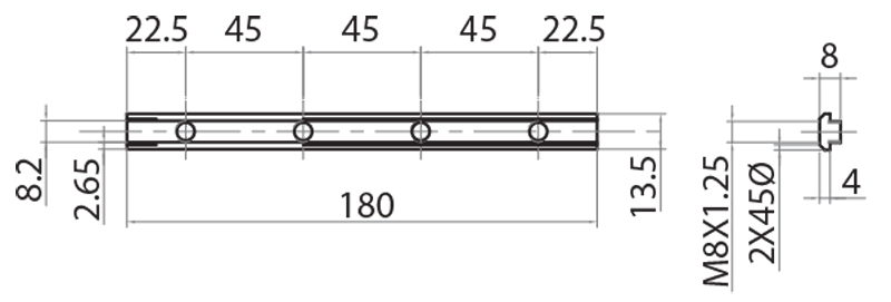321309K - Lineare Stoßverbindung abgestumpft L=180 / Verbindungen: Winkel, Plättchen, Verbindungsstücke / Befestigungszubehör / Produkte / Alutec | Profili in alluminio, sistemi di trasporto e automazione industriale - Alutec Group 321309K - Lineare Stoßverbindung abgestumpft L=180 / Verbindungen: Winkel, Plättchen, Verbindungsstücke / Befestigungszubehör / Produkte / Alutec | Profili in alluminio, sistemi di trasporto e automazione industriale - Alutec Group