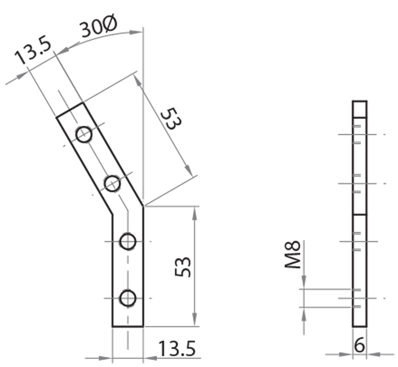 321330 - 30° angular butt joint / Connections: angle brackets, fastening plates, butt joints / Fastening accessories / Products / Alutec | Profili in alluminio, sistemi di trasporto e automazione industriale - Alutec Group 321330 - 30° angular butt joint / Connections: angle brackets, fastening plates, butt joints / Fastening accessories / Products / Alutec | Profili in alluminio, sistemi di trasporto e automazione industriale - Alutec Group