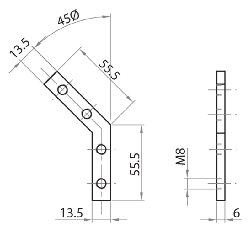 321345 - Giunto di testa angolare 45° / Connessioni: angolari, piastrine, giunti / Accessori di fissaggio / Prodotti / Alutec | Profili in alluminio, sistemi di trasporto e automazione industriale - Alutec Group 321345 - Giunto di testa angolare 45° / Connessioni: angolari, piastrine, giunti / Accessori di fissaggio / Prodotti / Alutec | Profili in alluminio, sistemi di trasporto e automazione industriale - Alutec Group