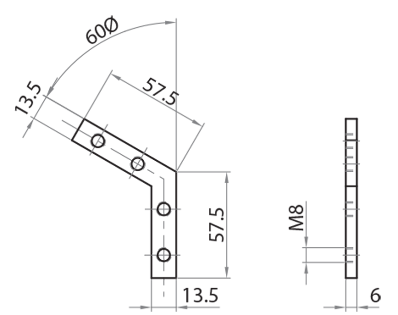 321360 - 60° angular butt joint / Connections: angle brackets, fastening plates, butt joints / Fastening accessories / Products / Alutec | Profili in alluminio, sistemi di trasporto e automazione industriale - Alutec Group 321360 - 60° angular butt joint / Connections: angle brackets, fastening plates, butt joints / Fastening accessories / Products / Alutec | Profili in alluminio, sistemi di trasporto e automazione industriale - Alutec Group