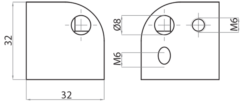 303203 - Connection for profile 153214 / Connections: angle brackets, fastening plates, butt joints / Fastening accessories / Products / Alutec | Profili in alluminio, sistemi di trasporto e automazione industriale - Alutec Group 303203 - Connection for profile 153214 / Connections: angle brackets, fastening plates, butt joints / Fastening accessories / Products / Alutec | Profili in alluminio, sistemi di trasporto e automazione industriale - Alutec Group