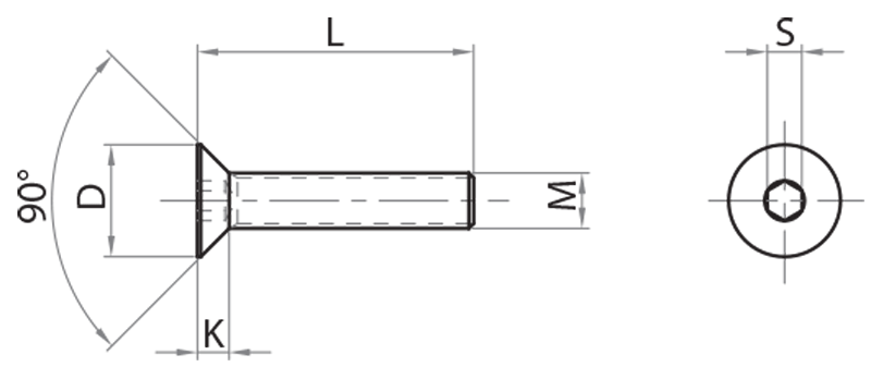 C9080525 - Hexagon socket countersunk head cap screws / Screws, nuts, washers / Fastening accessories / Products / Alutec | Profili in alluminio, sistemi di trasporto e automazione industriale - Alutec Group C9080525 - Hexagon socket countersunk head cap screws / Screws, nuts, washers / Fastening accessories / Products / Alutec | Profili in alluminio, sistemi di trasporto e automazione industriale - Alutec Group