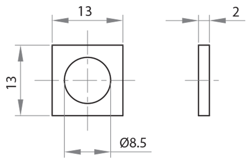 210813 - Vierkantscheibe für M8-Schrauben / Schrauben, Muttern, Unterlegscheiben / Befestigungszubehör / Produkte / Alutec | Profili in alluminio, sistemi di trasporto e automazione industriale - Alutec Group 210813 - Vierkantscheibe für M8-Schrauben / Schrauben, Muttern, Unterlegscheiben / Befestigungszubehör / Produkte / Alutec | Profili in alluminio, sistemi di trasporto e automazione industriale - Alutec Group