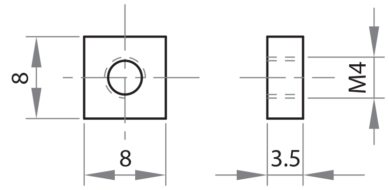210550 - Square nuts for 5 mm groove / Screws, nuts, washers / Fastening accessories / Products / Alutec | Profili in alluminio, sistemi di trasporto e automazione industriale - Alutec Group 210550 - Square nuts for 5 mm groove / Screws, nuts, washers / Fastening accessories / Products / Alutec | Profili in alluminio, sistemi di trasporto e automazione industriale - Alutec Group
