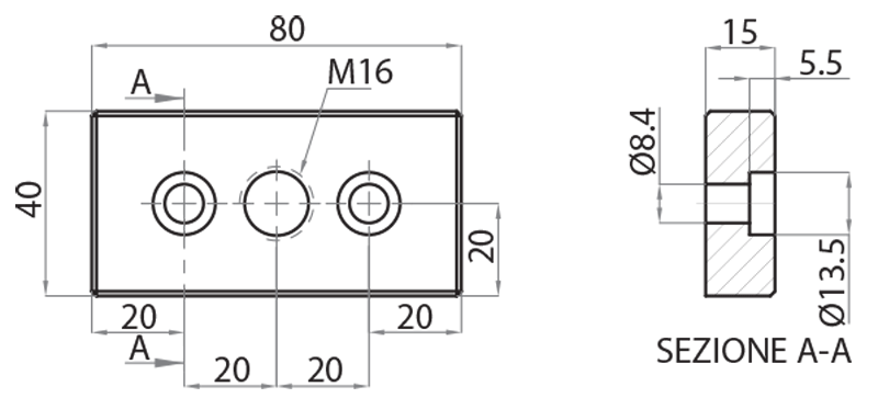524080 - Befestigungsplatte für Füße Ø16 mm für Profil 40x80 Serie 40 / Befestigungsflansche für Füße und Räder / Stützzubehör / Produkte / Alutec | Profili in alluminio, sistemi di trasporto e automazione industriale - Alutec Group 524080 - Befestigungsplatte für Füße Ø16 mm für Profil 40x80 Serie 40 / Befestigungsflansche für Füße und Räder / Stützzubehör / Produkte / Alutec | Profili in alluminio, sistemi di trasporto e automazione industriale - Alutec Group